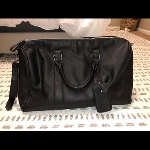 Faux Black Leather Travel Bag